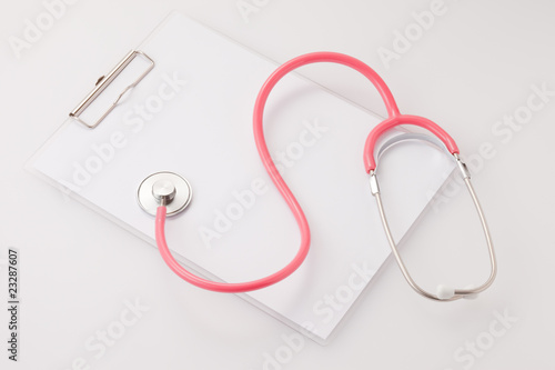 Medical record and stethoscope