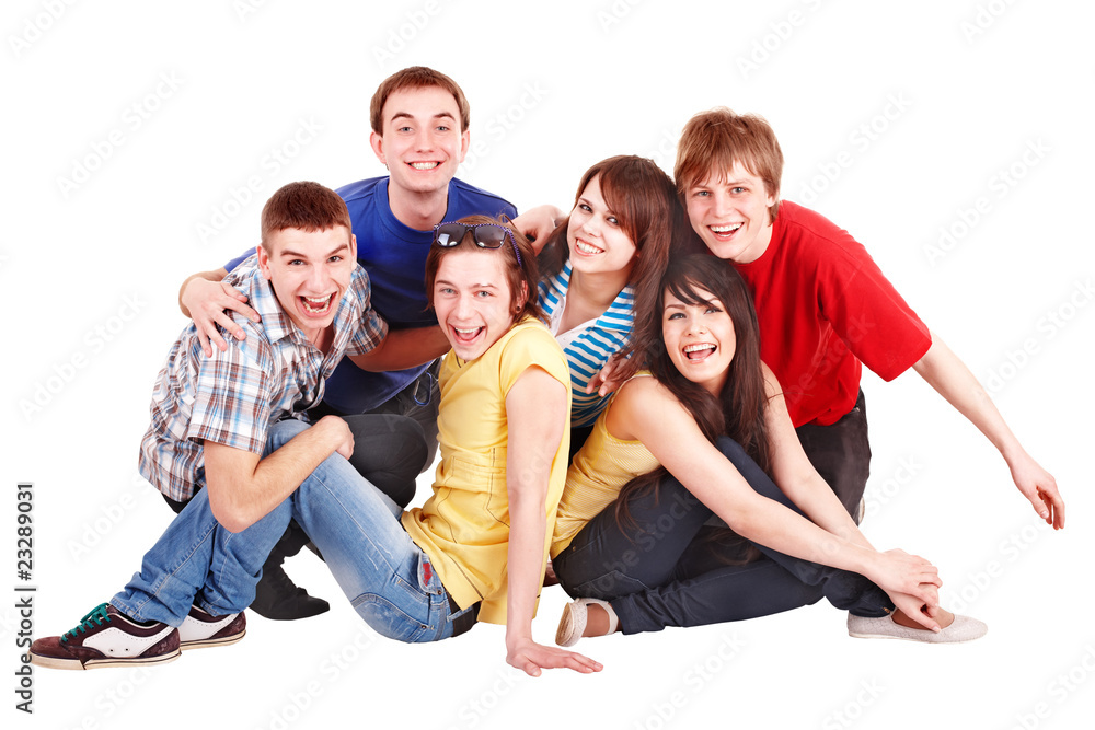 Obraz premium Group of happy young people. Isolated.