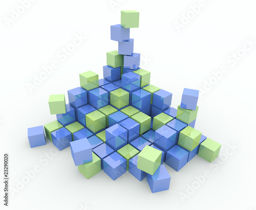 Heap of cubes on a white background