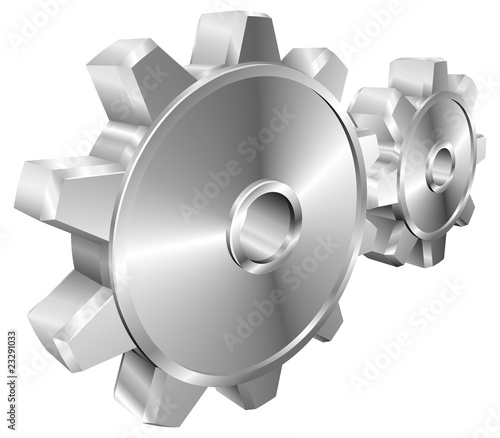 Shiny glossy mechanical cogs or gears vector illustration