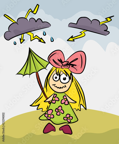 creepy little freak girl with umbrella