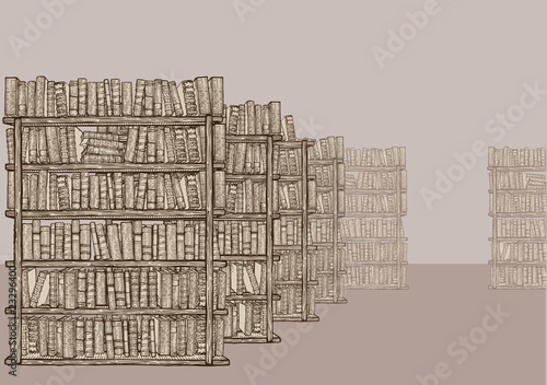 Library with bookshelves