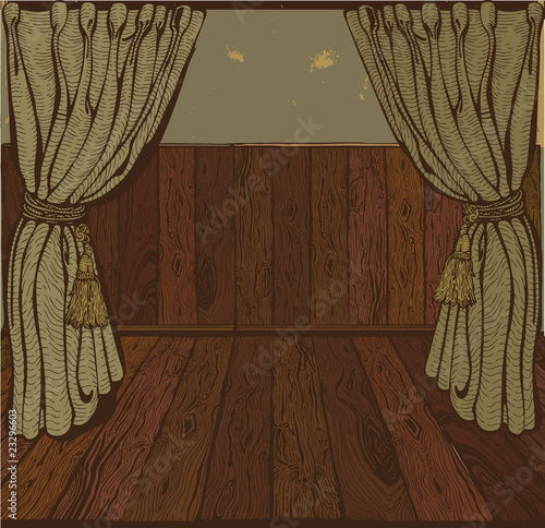 Theater stage.Vintage drawing. Vector