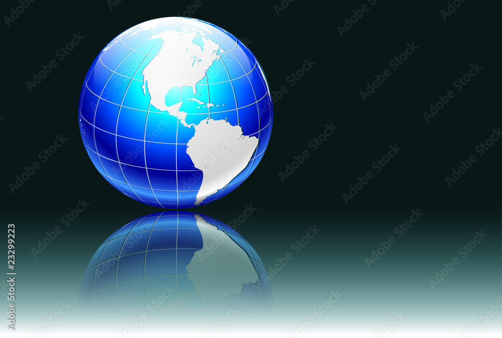 World-Globe On Glossy Surface World-Globe On Glossy Surface