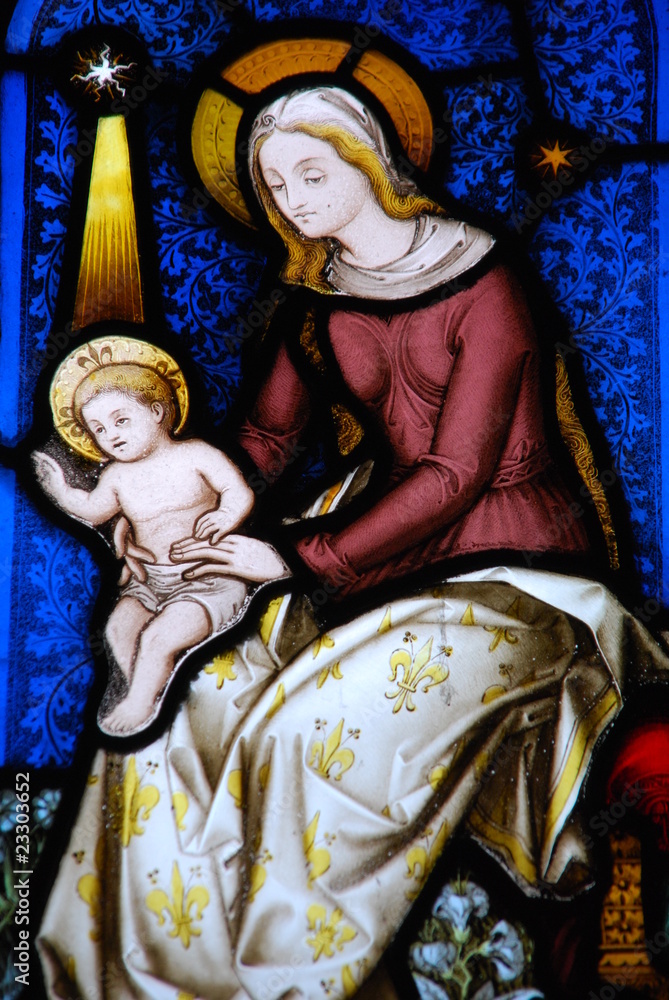 Religious stained glass window