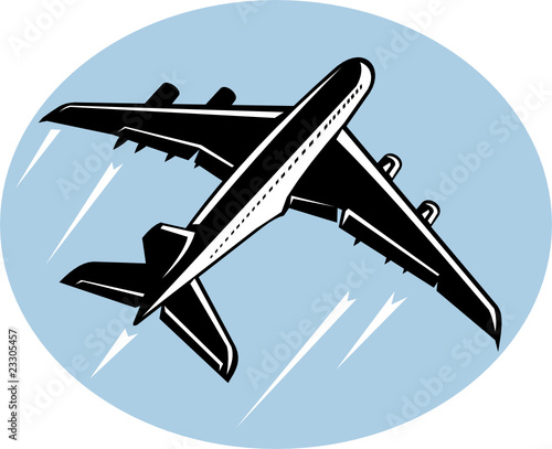 Jumbo jet airliner taking off