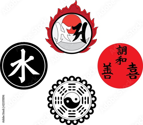 The Asian religious and magic symbols