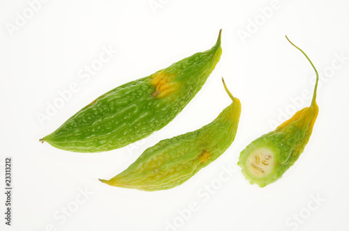 Bitter Gourd On White background