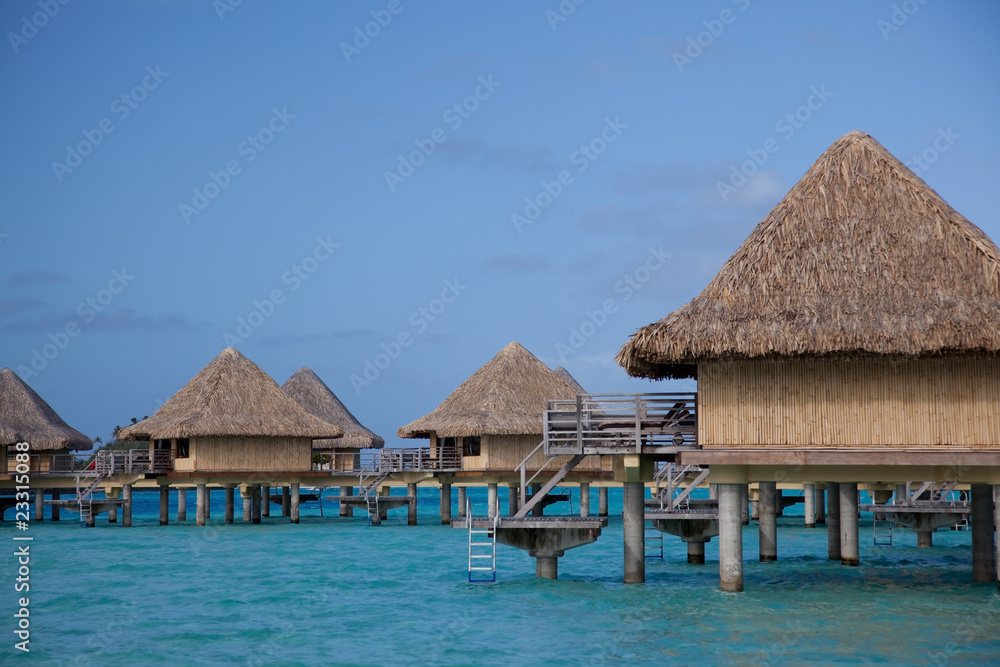 Water bungalows in Bora Bora. French Polynesia