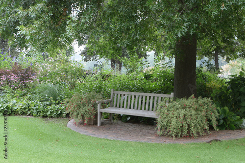 Bench in a public garden.