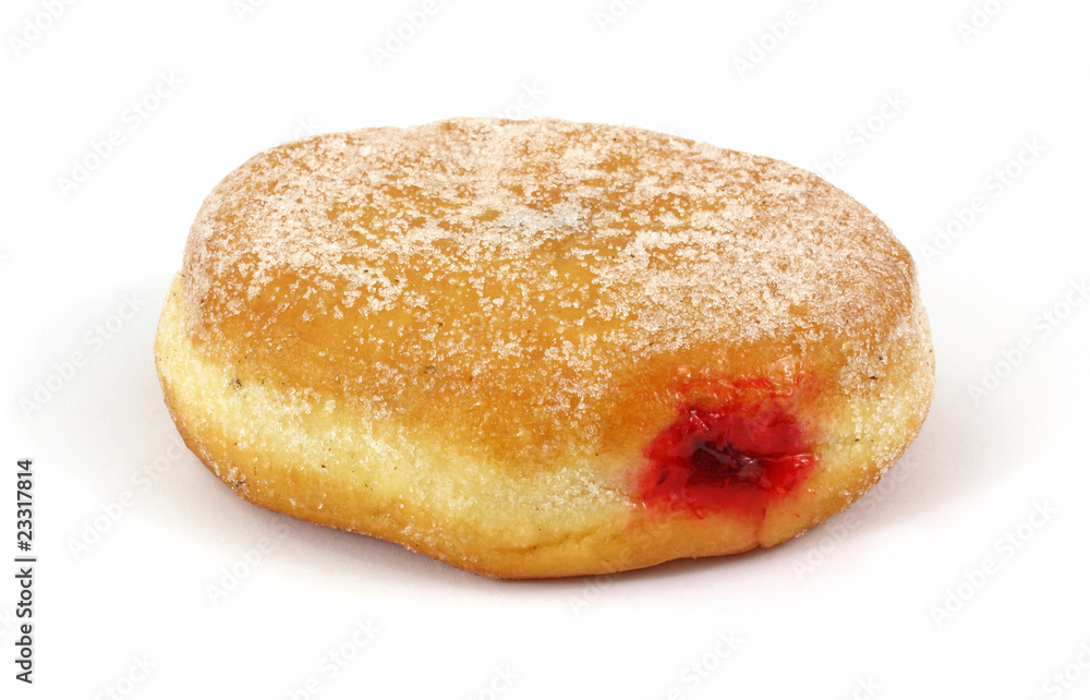 Fresh raspberry filled donut