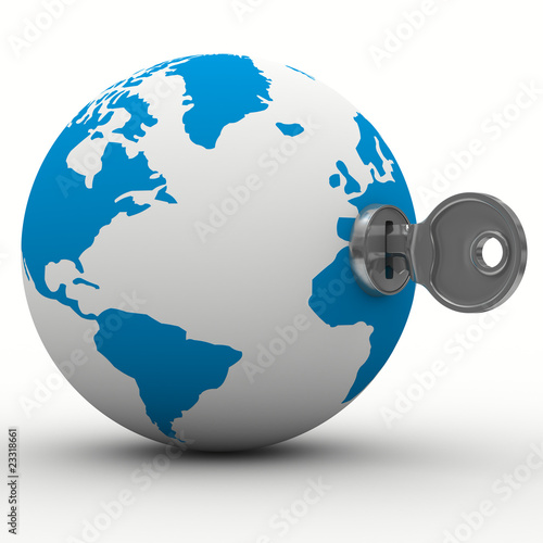 world and key on white back...