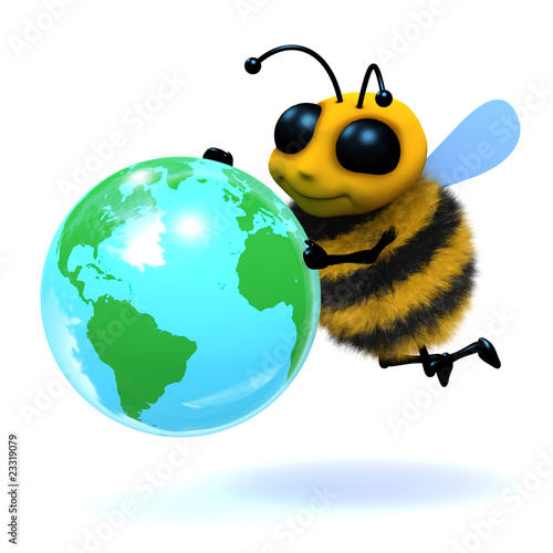 3d Bee looks at the world