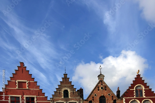 Ornate roofs in Bruges, Belgium