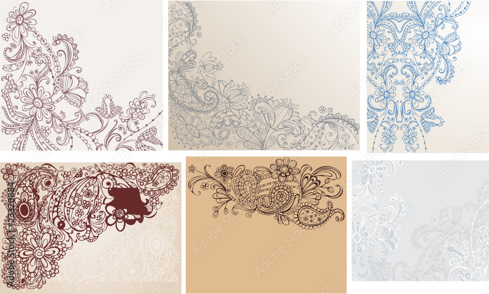 set of vintage floral backgrounds