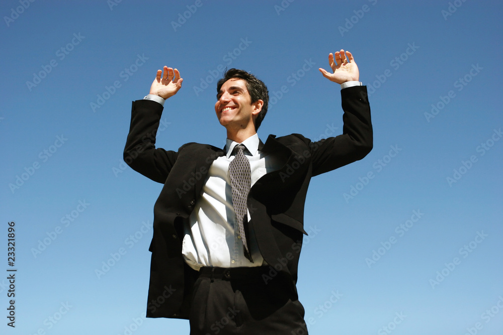 Businessman jumping for success Businessman jumping for success