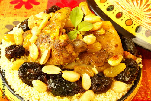 Moroccan chicken with plums and almonds