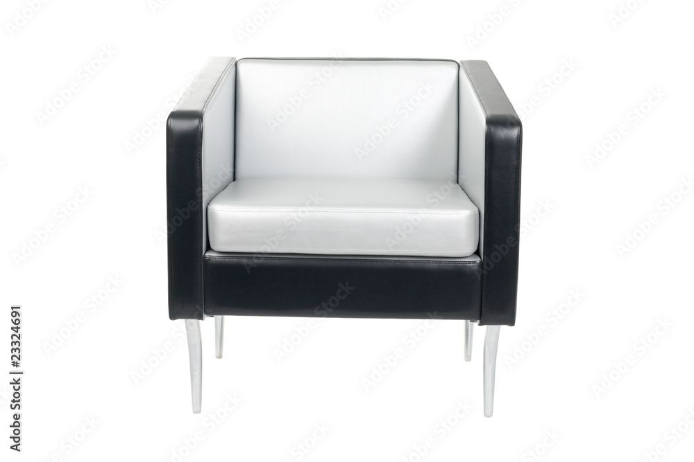 Gray-black armchair in a modern style isolated on white. Gray-black armchair in a modern style isolated on white.
