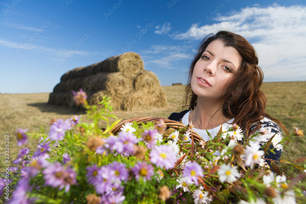 Woman at autumn field Woman at autumn field