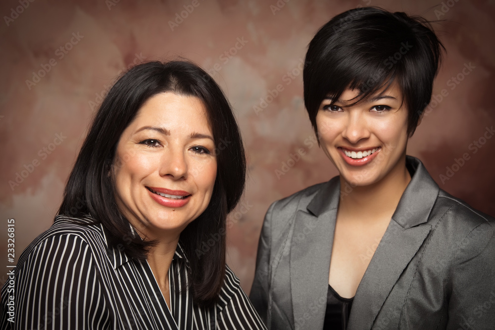 Attractive Multiethnic Mother and Daughter Studio Portrait Attractive Multiethnic Mother and Daughter Studio Portrait