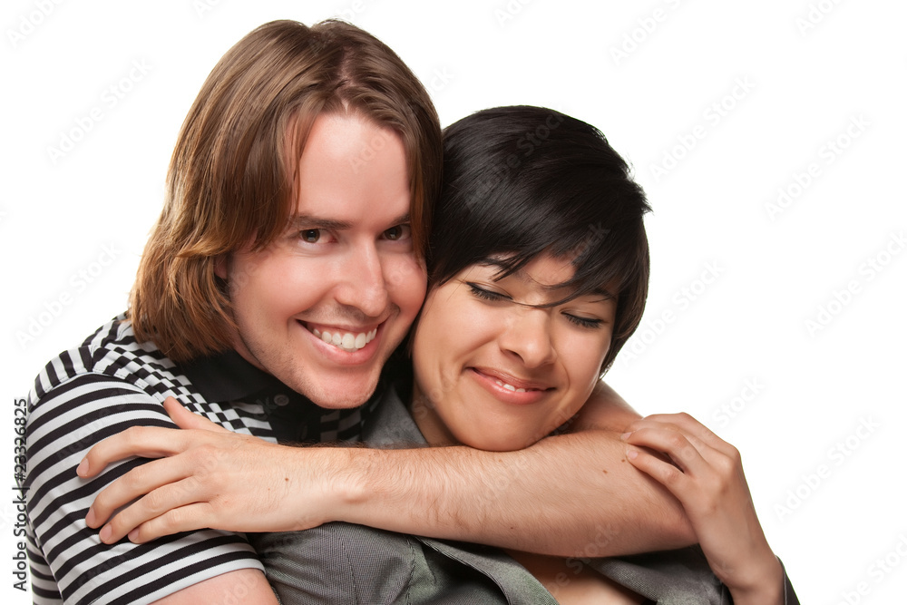 Diverse Caucasian Male and Multiethnic Female Portrait Diverse Caucasian Male and Multiethnic Female Portrait