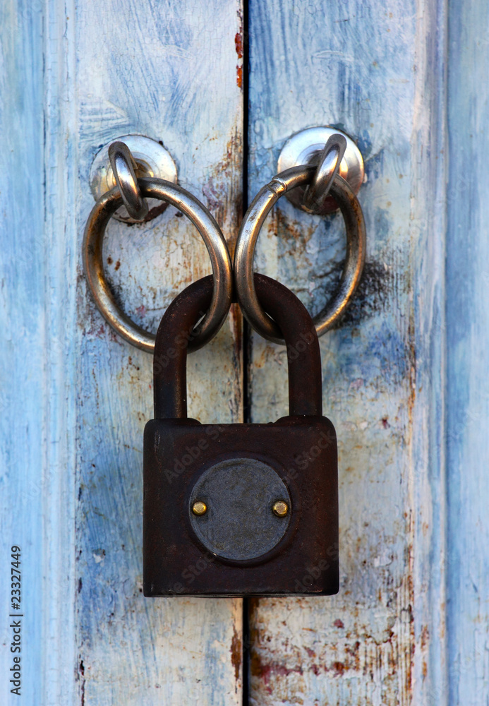 Old padlock close-up