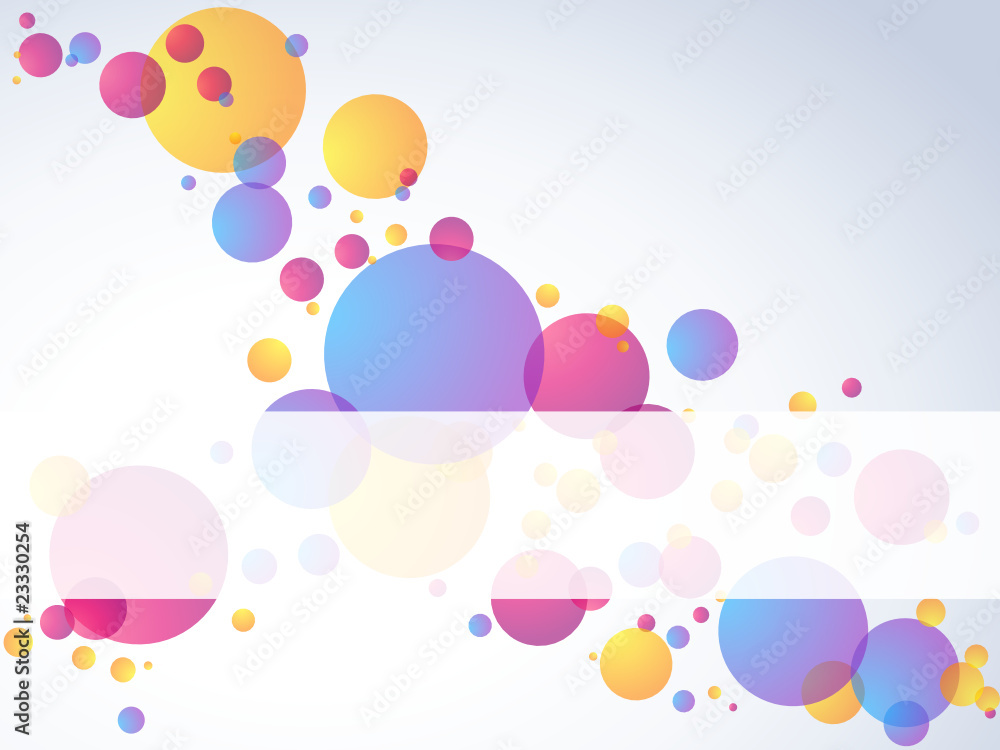 Banner with bubbles, horizontal. Includes transparencies