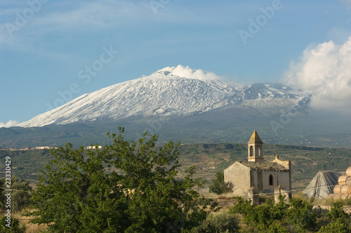Old Chapel And Volcano Etna
