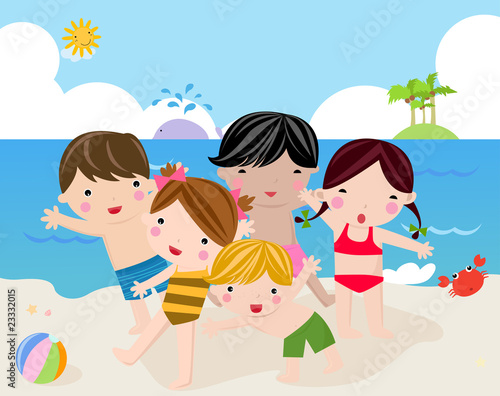 Children on the sunny beach