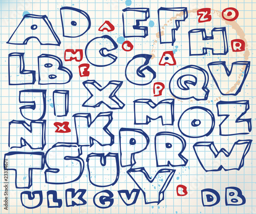 Hand drawn doodle alphabet