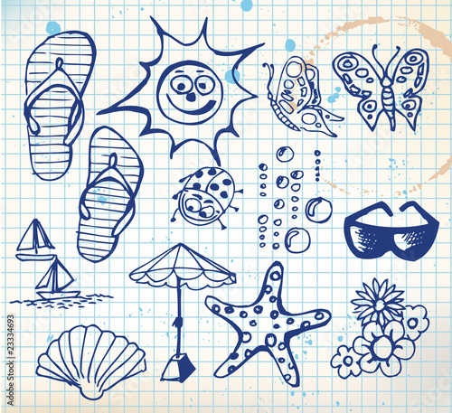 Summer doodle elements