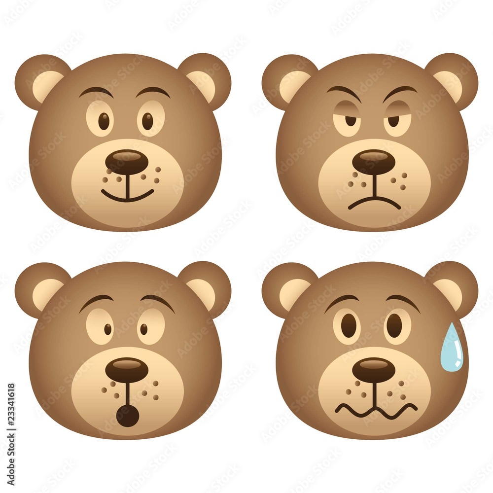 set of bear face set of bear face