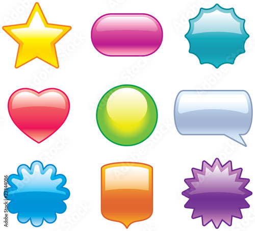 Set of glossy icons – web 2.0 vector buttons and shapes