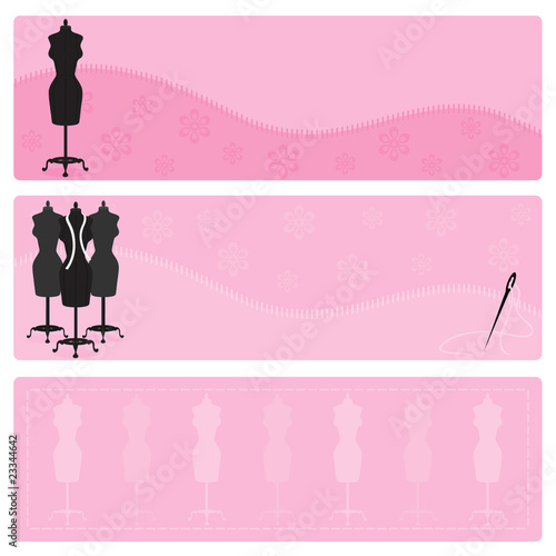 Clothes mannequin banners in pink and black