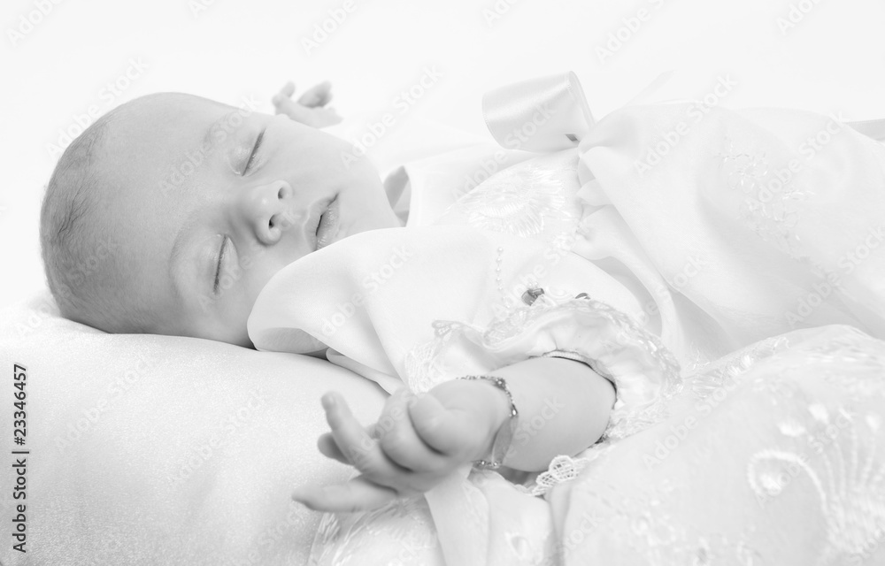 bébé qui dort paisiblement noir et blanc Photos Adobe Stock