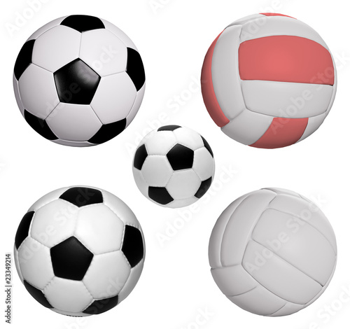 Five balls collection isolated with clipping path
