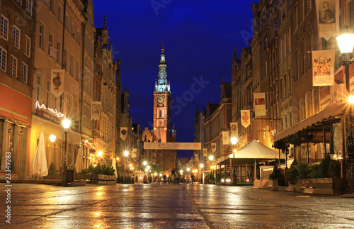 Long street in Gdansk at night #23349283
