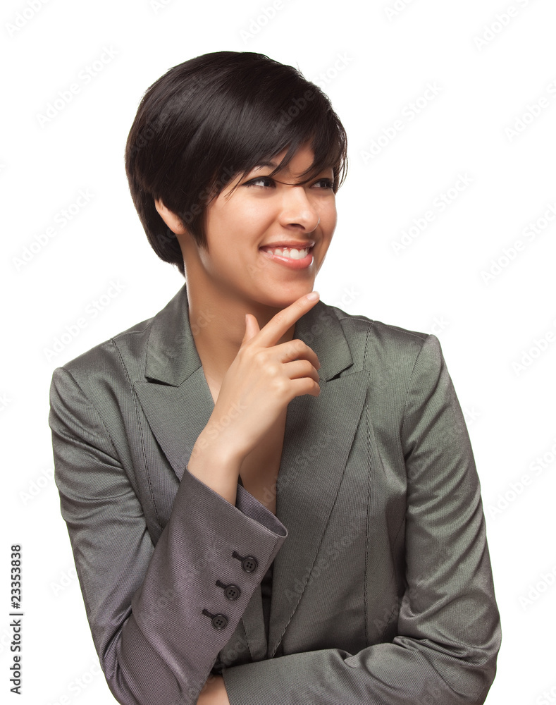 Pretty Smiling Multiethnic Young Adult Woman on White Pretty Smiling Multiethnic Young Adult Woman on White