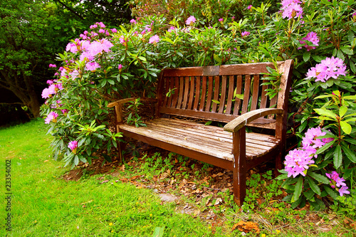 A bench with flowers