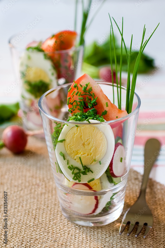 spring salad with cucumber,radish and egg spring salad with cucumber,radish and egg
