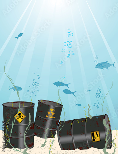oil and chemical barrel into the sea