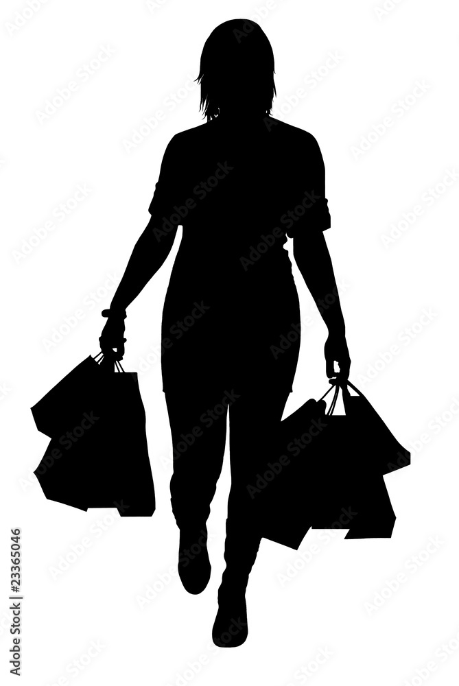 silhouette of a woman shopping silhouette of a woman shopping