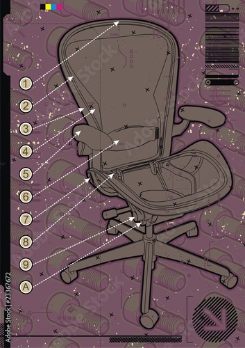 Office chair design template with screw background.