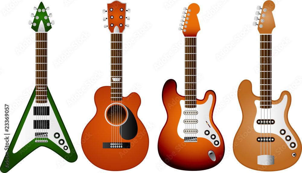 Obraz premium Vector guitar icons. To see the other vector guitar illustrations , please check Guitars collection.