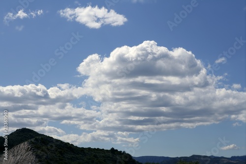 Blue sky white clouds in a summer clean day