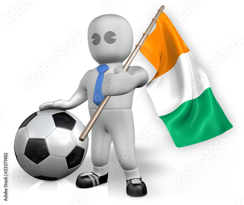Fototapeta Naklejka Na Ścianę i Meble -  A Cote d'Ivoire football fan with a flag and a ball in South Afr