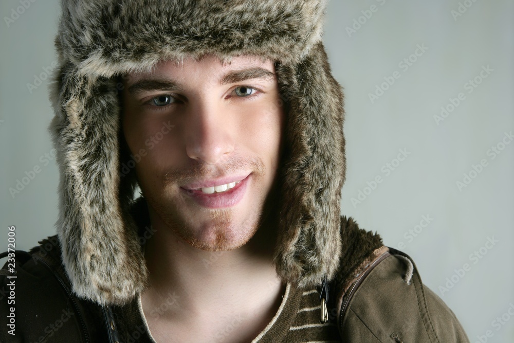 fur winter fashion hat young man brown autumn fur winter fashion hat young man brown autumn