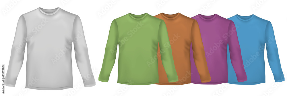 Colored polo shirts with long sleeves. Vector.