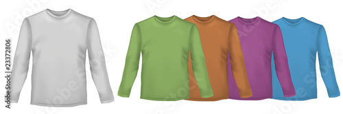 Colored polo shirts with long sleeves. Vector.
