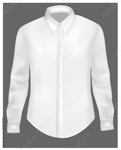 White t-shirt with long sleeves. Photo-realistic vector.